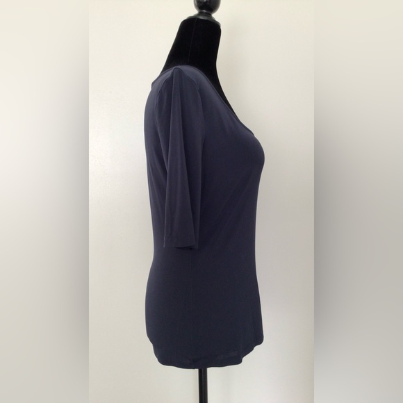 MaxMara Navy Blue Scoop Neck T-Shirt - US Small - New without Tag - Picture 3 of 6